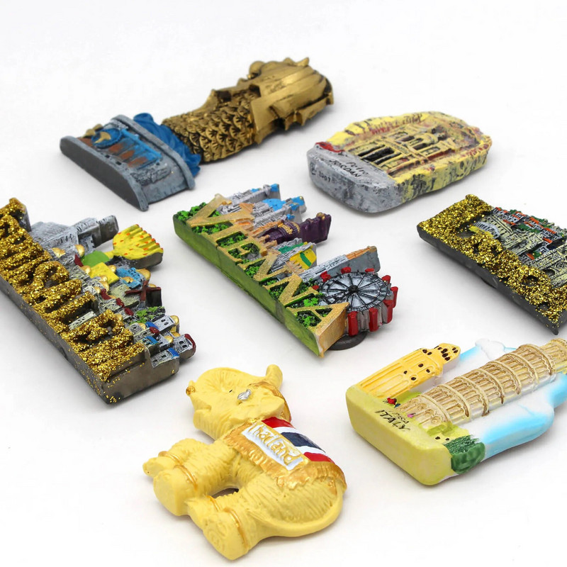 Jeruusalemma suveniirid Lissabon Portugal kodukaunistus külmkapimagnetid Viin pisa Itaalia Tai elevant Singapur Merlion Jordan