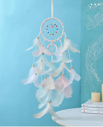 Svajonių gaudytojas vėjo varpeliai Meniniai varpeliai namų amatai Svajonių gaudyklės papuošalai kabantys miegamojo dekoras Dovana rankų darbo plunksna