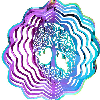 3D цветен градиент Wind Chime Spinner Спирална топка Въртяща се кука Tree of Life Catcher Външен двор Градински завеси Декорация на дома