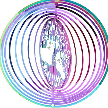 3D цветен градиент Wind Chime Spinner Спирална топка Въртяща се кука Tree of Life Catcher Външен двор Градински завеси Декорация на дома