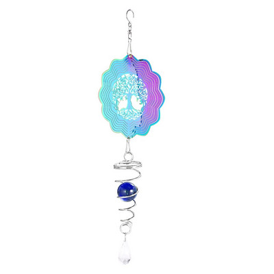 3D Color Gradient Wind Chime Spinner Spiral Ball Περιστρεφόμενο άγκιστρο δέντρο της ζωής Catcher Εξωτερική αυλή Κρεμάστρες κήπου Διακόσμηση σπιτιού