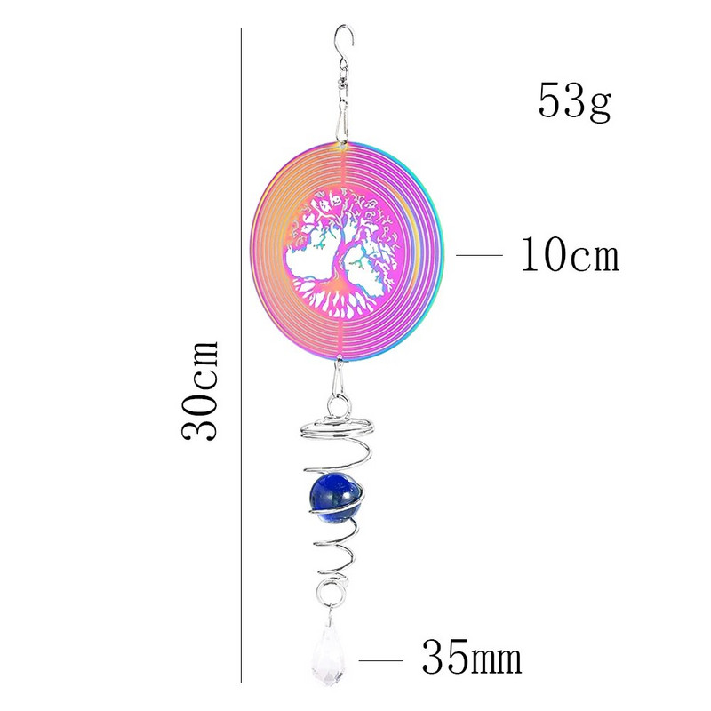 3D Color Gradient Wind Chime Spinner Spiral Ball Περιστρεφόμενο άγκιστρο δέντρο της ζωής Catcher Εξωτερική αυλή Κρεμάστρες κήπου Διακόσμηση σπιτιού
