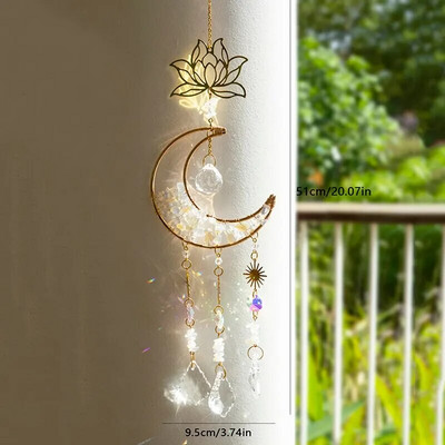 1kom prirodni privjesak s mjesečevim kristalom od drobljenog kamena izrađen od metala i stakla, može se koristiti za dom, zvono vjetra, ukrasi za vanjske vrtove