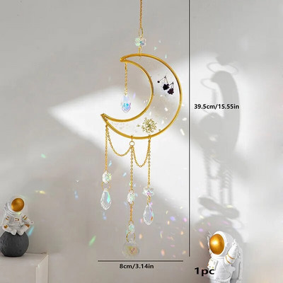 1kom prirodni privjesak s mjesečevim kristalom od drobljenog kamena izrađen od metala i stakla, može se koristiti za dom, zvono vjetra, ukrasi za vanjske vrtove