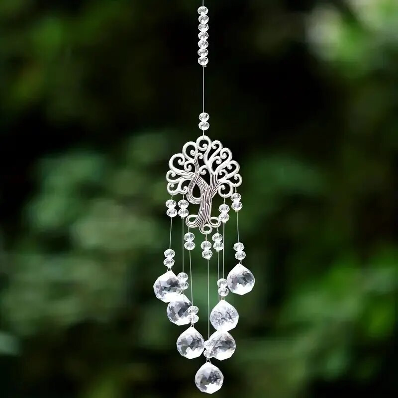 1kom prirodni privjesak s mjesečevim kristalom od drobljenog kamena izrađen od metala i stakla, može se koristiti za dom, zvono vjetra, ukrasi za vanjske vrtove