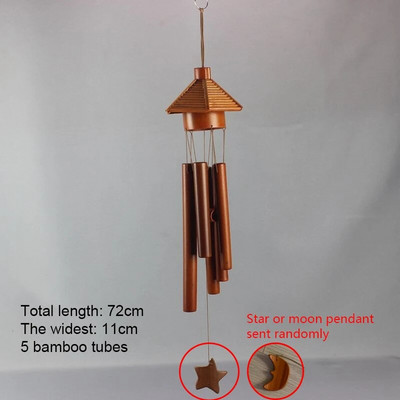 Clopoței de vânt din bambus pandantiv balcon curte în aer liber, grădină, decor pentru casă, clopoțel de vânt antic, lucrat manual, artizanat pentru agățat pe perete de interior