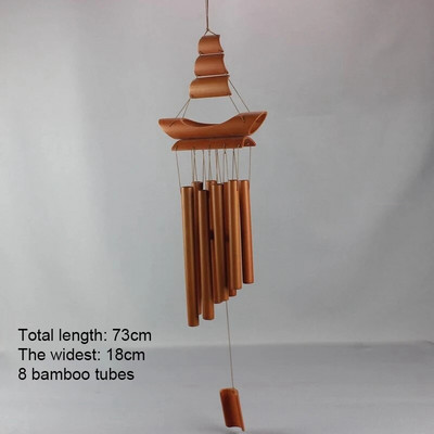 Clopoței de vânt din bambus pandantiv balcon curte în aer liber, grădină, decor pentru casă, clopoțel de vânt antic, lucrat manual, artizanat pentru agățat pe perete de interior