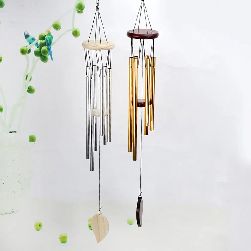 Vėjo varpeliai lauke, 30 colių 6 nerūdijantys aliuminio vamzdžiai, mediniai vėjo varpeliai, romantiški memorialiniai vėjo varpeliai, skirti namų sodo terasai
