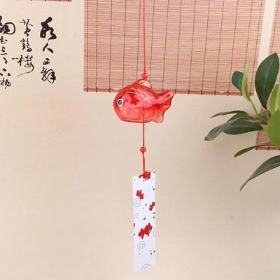Clopoței de vânt din sticlă japoneze Clopoței stil peștișor de grădină agățat decor exterior pandantiv Furin ornament decorativ de pește