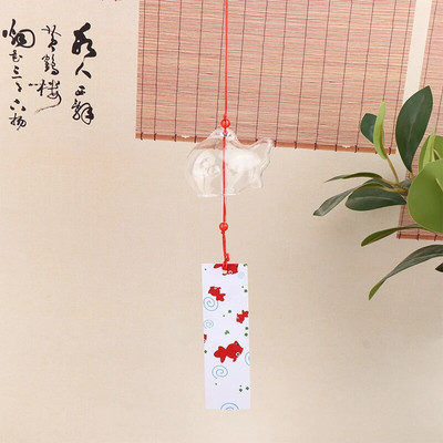 Clopoței de vânt din sticlă japoneze Clopoței stil peștișor de grădină agățat decor exterior pandantiv Furin ornament decorativ de pește