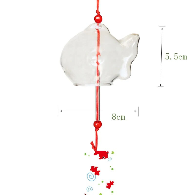 Tuulekellakellad Jaapani klaasist kellukellade stiil Kuldkala aed Rippuv õuekaunistusega ripats Furin Dekoratiivne kaladekoratsioon