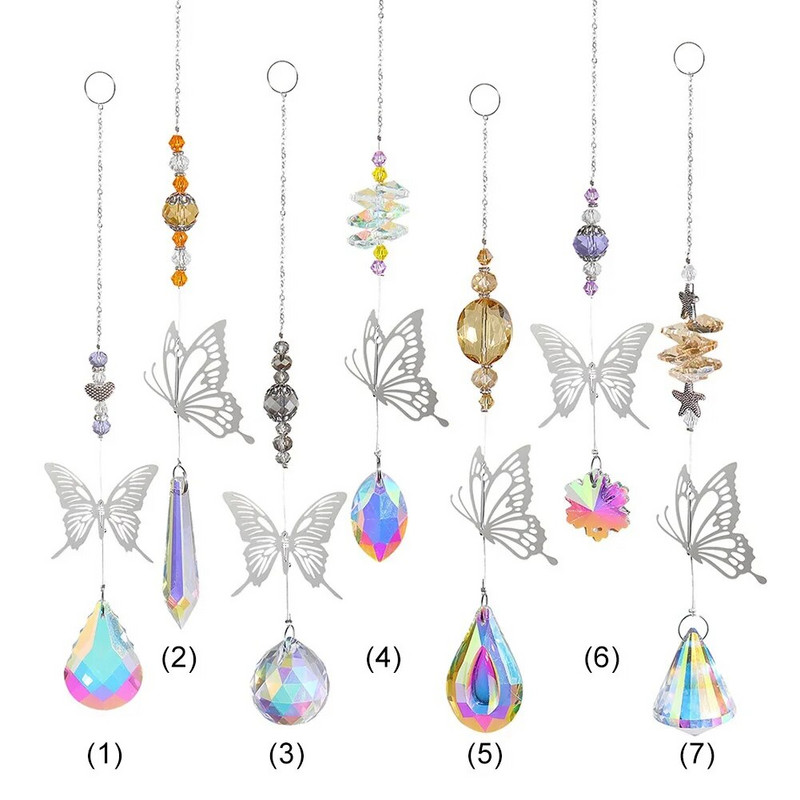 Kristalna zvona vjetra Hvatač sunca Srebrni leptir Viseći privjesak Nakit Rainbow Chase Kućni vrt Prozorska zavjesa Dekoracija vjenčanja