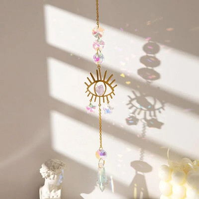 1kom zdrobljene i kristalne Wind Chim zidne viseće Sunce i Mjesec Prizmatične kuglice Privjesak Uređenje doma Dvorište Suncatcher