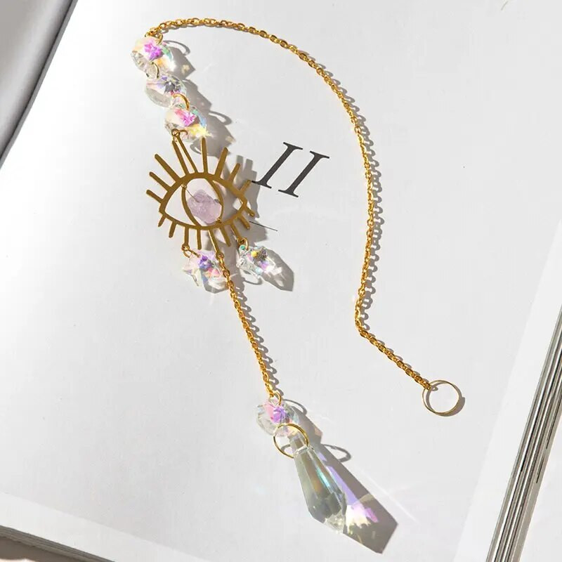 1kom zdrobljene i kristalne Wind Chim zidne viseće Sunce i Mjesec Prizmatične kuglice Privjesak Uređenje doma Dvorište Suncatcher