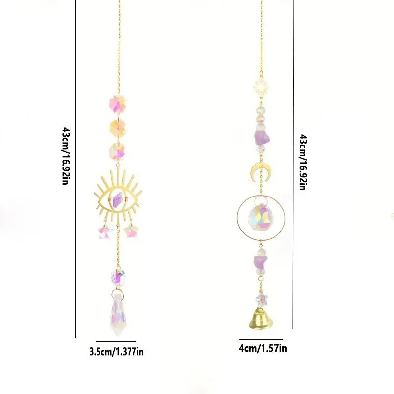 1kom zdrobljene i kristalne Wind Chim zidne viseće Sunce i Mjesec Prizmatične kuglice Privjesak Uređenje doma Dvorište Suncatcher
