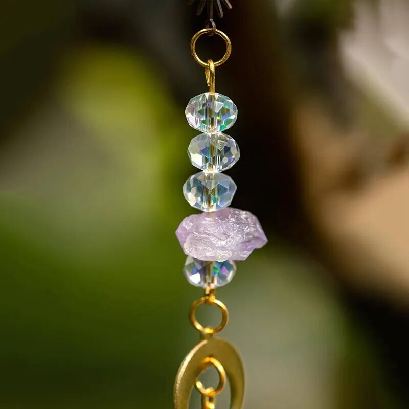 1kom zdrobljene i kristalne Wind Chim zidne viseće Sunce i Mjesec Prizmatične kuglice Privjesak Uređenje doma Dvorište Suncatcher