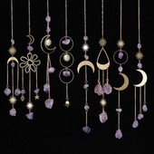 Natūralaus krištolo originalus akmens ametisto vėjo varpelio pakabukas 1vnt. rankų darbo dekoratyvinis varpelis