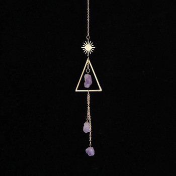 Висулка от естествен кристал, оригинален камък, аметист, звънче на вятъра, 1 бр. Декоративна камбана на ръчна изработка