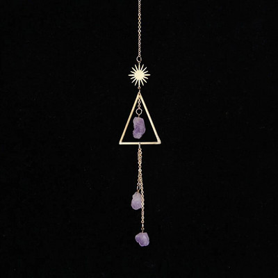 Natūralaus krištolo originalus akmens ametisto vėjo varpelio pakabukas 1vnt. rankų darbo dekoratyvinis varpelis