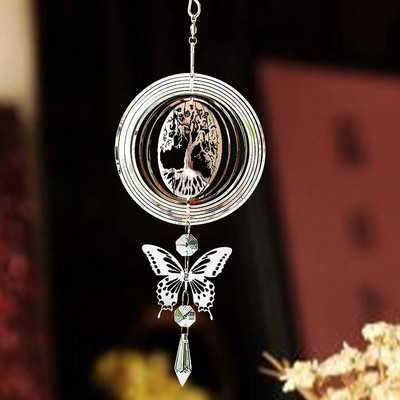 3D Kinetic Wind Spinner Agățat Cristal Suncatcher Wind Chimes Sticlă Pandantiv Oglindă Reflectantă Bird Descurajare Grădină Decor de curte