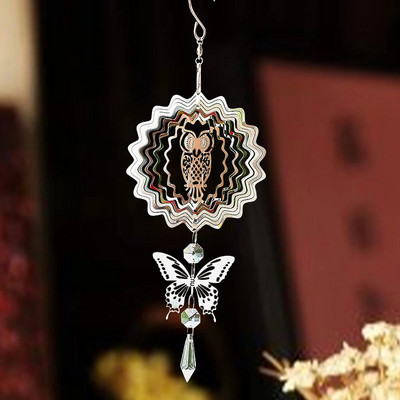 3D Kinetic Wind Spinner Agățat Cristal Suncatcher Wind Chimes Sticlă Pandantiv Oglindă Reflectantă Bird Descurajare Grădină Decor de curte