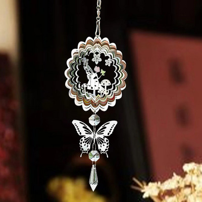 3D Kinetic Wind Spinner Agățat Cristal Suncatcher Wind Chimes Sticlă Pandantiv Oglindă Reflectantă Bird Descurajare Grădină Decor de curte