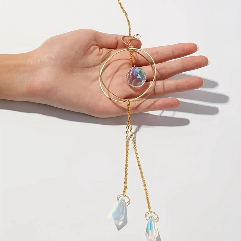 1 vnt. metalinis mėnulis ir dirbtiniai krištoliniai pakabukai, skirti namų vėjo varpeliams lauko sodo augalams saulės kolekcijos dekoracijoms