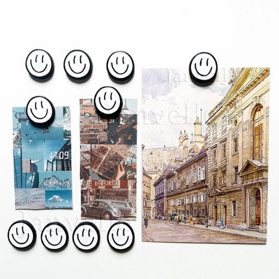 10 tk armsad külmkapimagnetid, naeratavad magnetkleebised, koomiks naeratusnägu 22 mm ümmargune dekoratiivne väike magnetikomplekt, värviline kodukaunistus