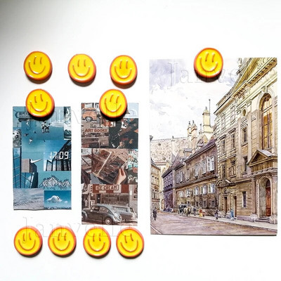 10 tk armsad külmkapimagnetid, naeratavad magnetkleebised, koomiks naeratusnägu 22 mm ümmargune dekoratiivne väike magnetikomplekt, värviline kodukaunistus
