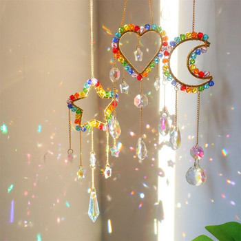 Rainbow Crystal Sun Catchers Παράθυρο Κρεμαστό Sun Catcher Heart Moon Star Rainbow Διακόσμηση σπιτιού