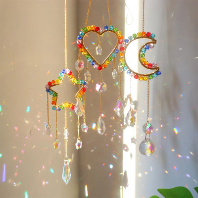 Rainbow Crystal Sun Catchers Window Vising Sun Catcher Heart Moon Star Rainbow Home Decor