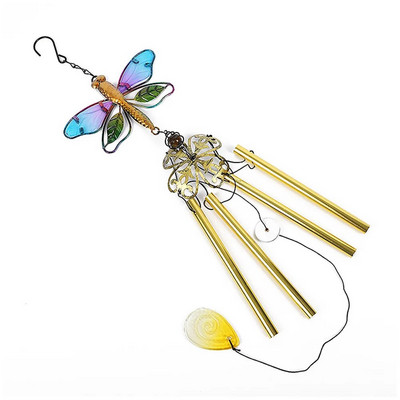 Wind Chime Hummingbird Μεταλλικό Γυαλί ζωγραφισμένο Crafts Κρεμαστό Κουδούνι Dragonfly Bird Σωλήνα αλουμινίου Σπίτι Αυλή Κρεμαστό μενταγιόν