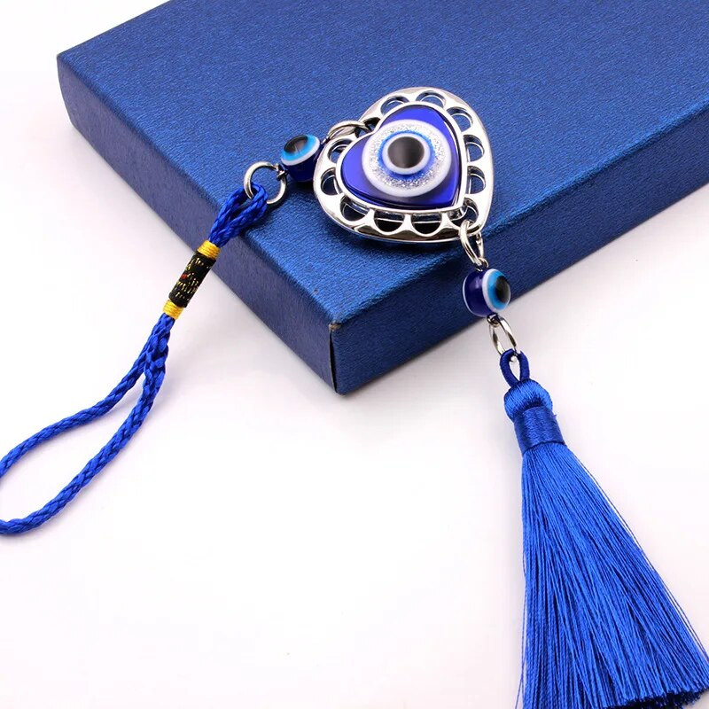 Evil Eye Lucky Charm Protection Tassel Crystals Φενγκ Σούι Διακόσμηση Δωματίου Αυτοκινήτου Τουρκικό μπλε ρετρό γυάλινο μενταγιόν Δώρο διακόσμησης σπιτιού