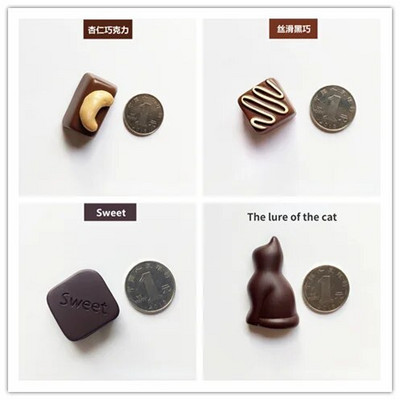 Simuleeritud šokolaadist külmkapi magnetvaiguga kolmemõõtmelised kaunid dekoratiivsed kleebised kodukaunistuseks