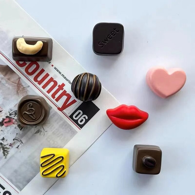 Simuleeritud šokolaadist külmkapi magnetvaiguga kolmemõõtmelised kaunid dekoratiivsed kleebised kodukaunistuseks