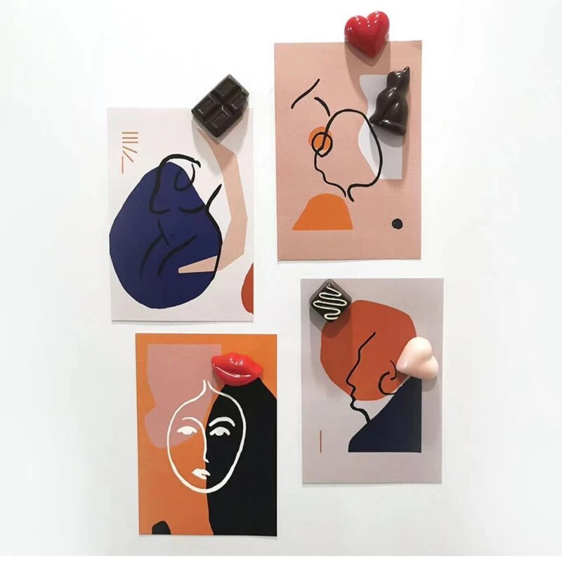 Simuleeritud šokolaadist külmkapi magnetvaiguga kolmemõõtmelised kaunid dekoratiivsed kleebised kodukaunistuseks