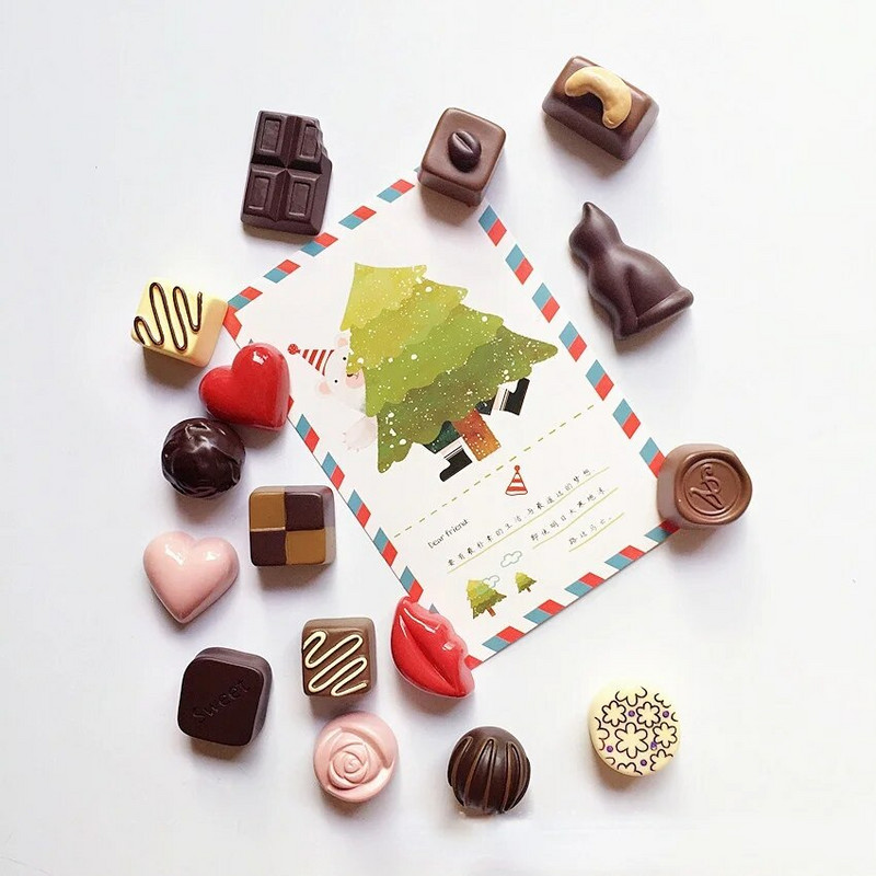 Simuleeritud šokolaadist külmkapi magnetvaiguga kolmemõõtmelised kaunid dekoratiivsed kleebised kodukaunistuseks