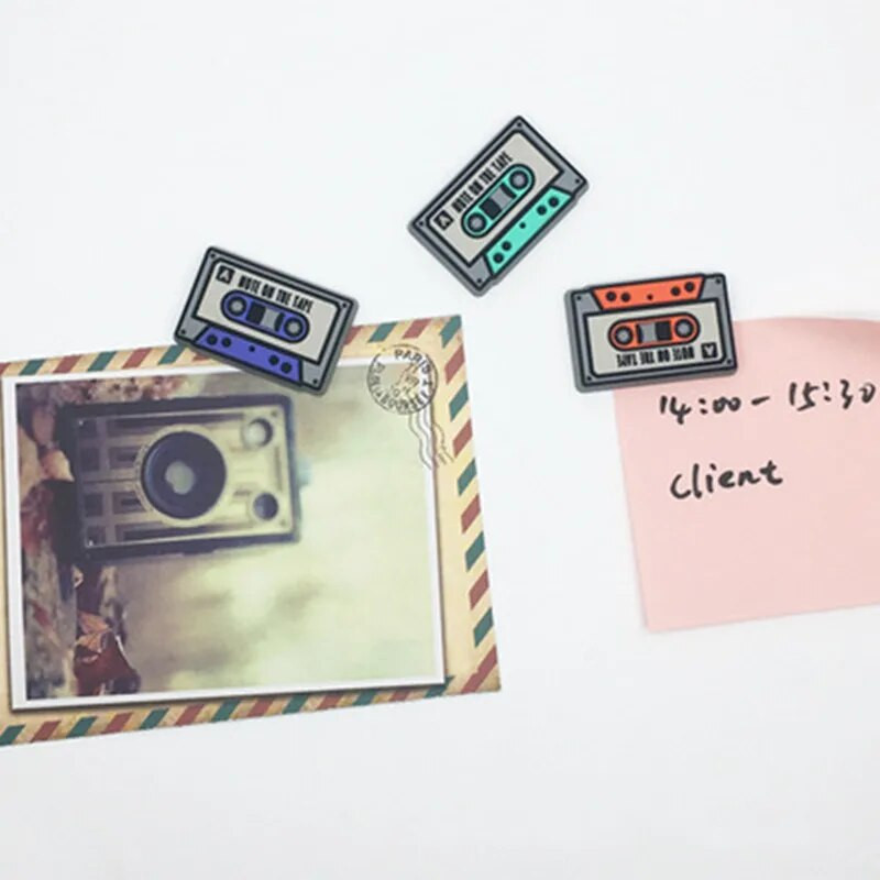 3/4 tk ketas plaat kassett lint külmkapp magnet teadetetahvli kleebis teadetetahvel Naljakas kingitus lastele