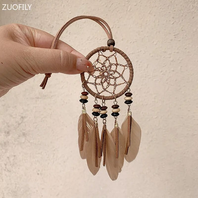 13 culori Mini captator de vise margele din lemn pene accesorii pentru agatat pe perete pandantiv masina clopote de vant Cadouri pentru fete decor