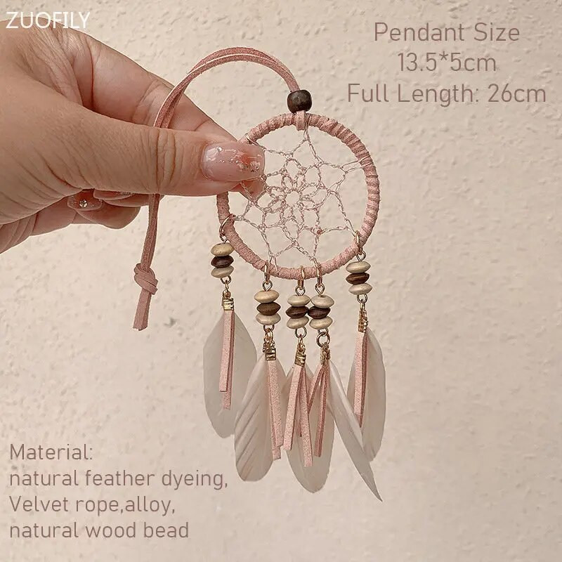 13 värvi Mini Unenäopüüdja Puidust helmed Suled Käsitsi valmistatud seinarippumistarvikud Autoripats Tuulekellad Tüdrukutele Kingitused Kodukaunistus