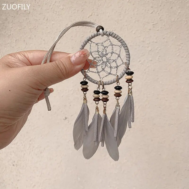 13 värvi Mini Unenäopüüdja Puidust helmed Suled Käsitsi valmistatud seinarippumistarvikud Autoripats Tuulekellad Tüdrukutele Kingitused Kodukaunistus