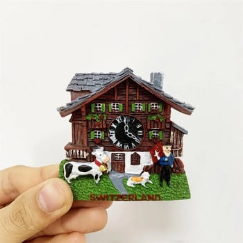Αυτοκόλλητο 3D Χειροποίητο Ζωγραφισμένο Μαγνήτες Ψυγείου Γερμανία Αυστρία Ελβετία Αναμνηστικό Ταξιδιού Δώρο Ρολόι Κούκος για Διακοσμητικό Ψυγείο