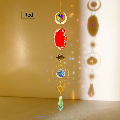 Natūralių akmenų agato saulės gaudyklė Agato saulės gaudyklė, skirta vaivorykštės gamintojui Kabanti krištoliniai raganos saulės gaudyklės vėjo varpeliai