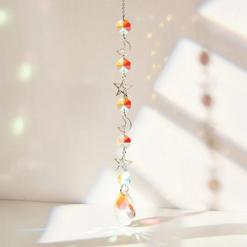 Ασημένια σειρά Crystal Wind Chime Star Moon Catcher Sun Catcher Aeolian Bells Διακόσμηση κρεβατοκάμαρας για κορίτσια Κρεμαστά μενταγιόν Wind Chime