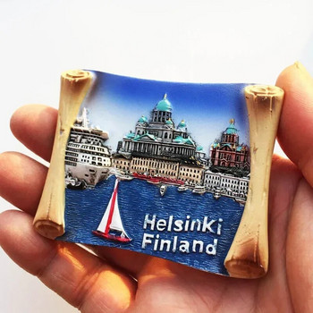 Φινλανδία μαγνήτες ψυγείου Ελσίνκι Τουρισμός αναμνηστικά ταξίδια Μνημείο Διακόσμηση Χειροτεχνία Ρητίνη Μαγνήτες τοπίου για ψυγεία