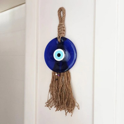 Ochi norocos de sticlă albastru turcesc Evil Eye Pandantiv cu mărgele de mărgele multicolore, lucrat manual pentru agățat de perete, pentru acasă, sufragerie, cadou mașină