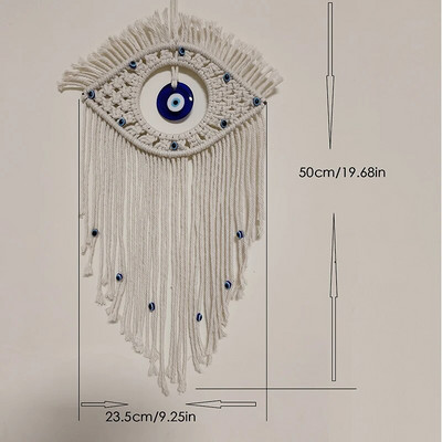 Agățat pe perete din macrame, lucrat manual, tapiserie cu pandantiv turcesc Evil Eye, decorare Nazar pentru acasă, sufragerie, perete, cadou