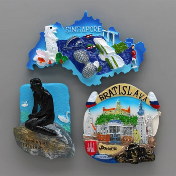 Сингапур Мерлион Виена Световен туризъм Сувенир 3D магнитен хладилник Лаос Италия Рим сувенир мебели декорация на дома подарък
