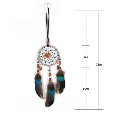 Artă retro Apărător de vise Ornament pentru plasă Cadou Clopoței de vânt pandantiv Pene de dovleac Accesorii rafinate pentru mașină, birou, hotel, acasă