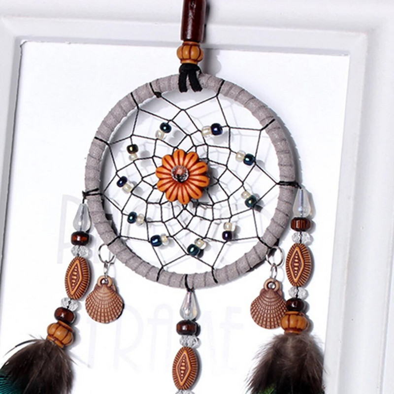 Retro Art Dreamcatcher Net Ornament Dovanų Vėjo varpeliai pakabukas Moliūgų Plunksnos Išskirtiniai aksesuarai Automobilių biuro viešbučiams namuose